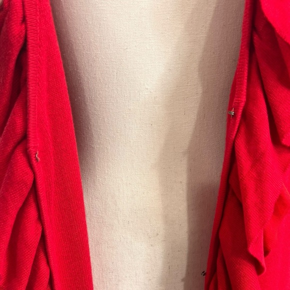 Red Ruffled Women's Cardigan - Picture 7 of 10